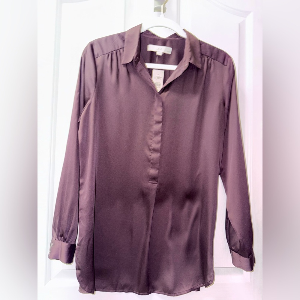 LOFT Women's Maroon Tunic Blouse NWT